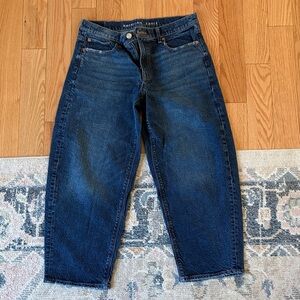 American Eagle Outfitters Barrel Dark Blue Relaxed Jeans